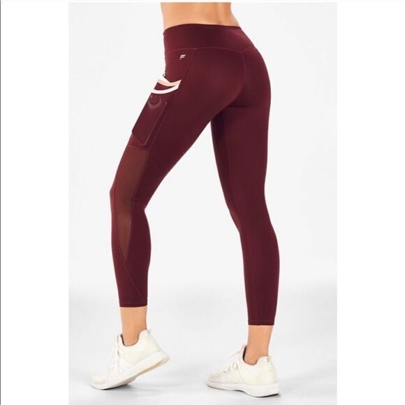 Fabletics Trinity Mesh Motion 365 Legging Maroon - Picture 2 of 8